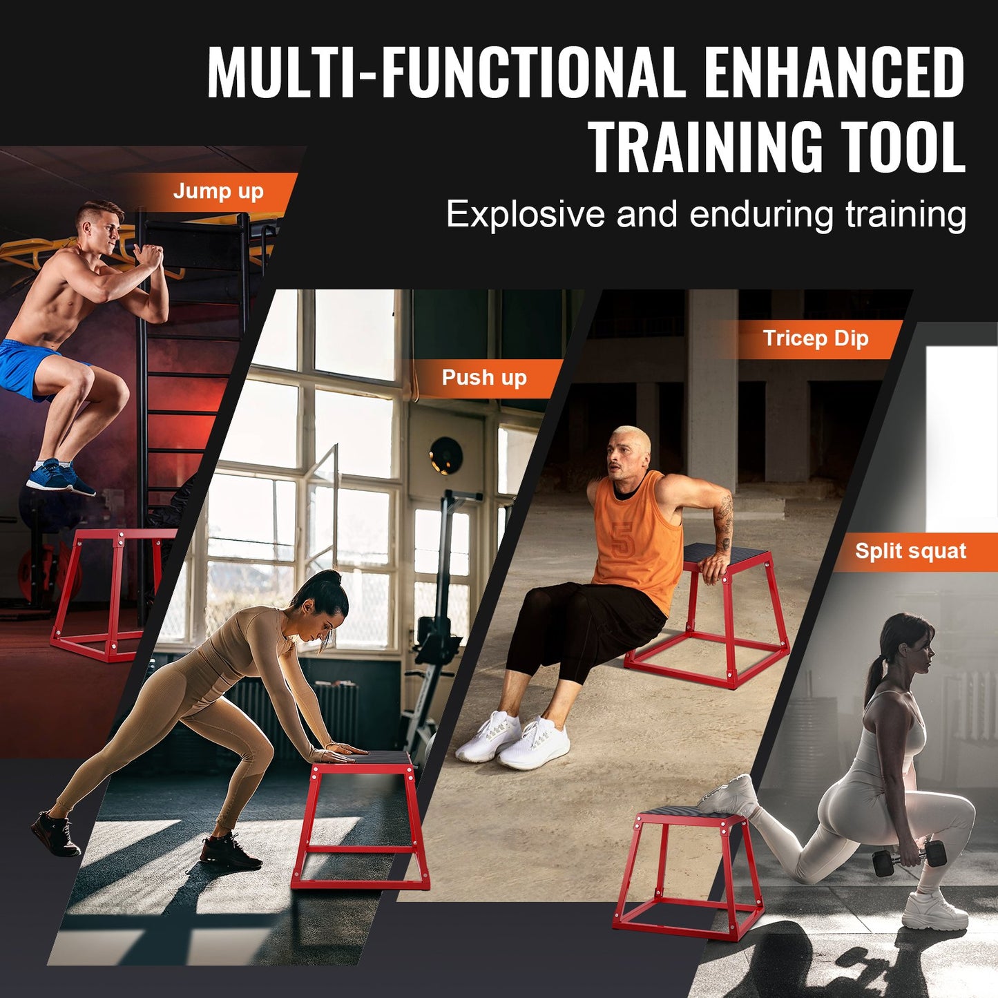 Plyometric Jump Box, 18-inch Plyo Box, Steel Plyometric Platform and Jumping Agility Box, Anti-Slip Fitness Exercise Step Up Box for Home Gym Workout, Cardio Strength Training, Red