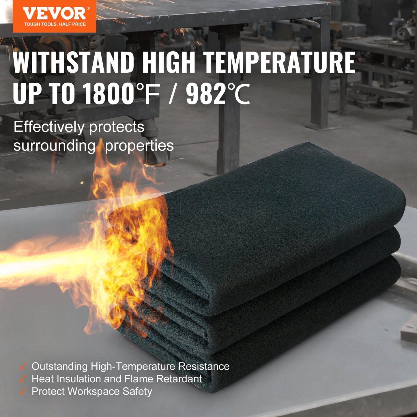 Schweißdecke aus Carbonfilz, 4er-Pack, 94 x 91 cm, flammhemmende Schweißdecke, bis zu 820 °C hitzebeständiges Filzset, zuschneidbare feuerhemmende Isolierschweißmatte aus Carbonfaser