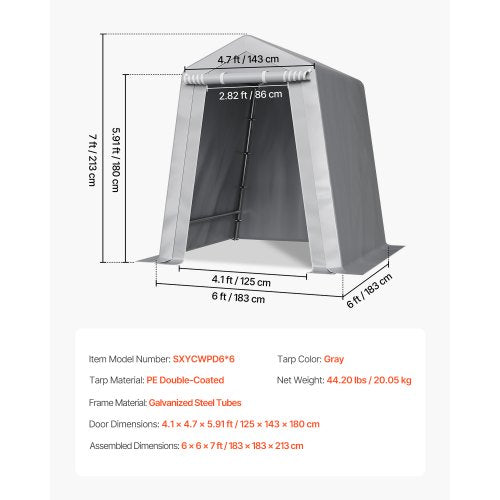 Utomhusförvaring/Tält 6x6 fot Vattentät Carport/Garagetält