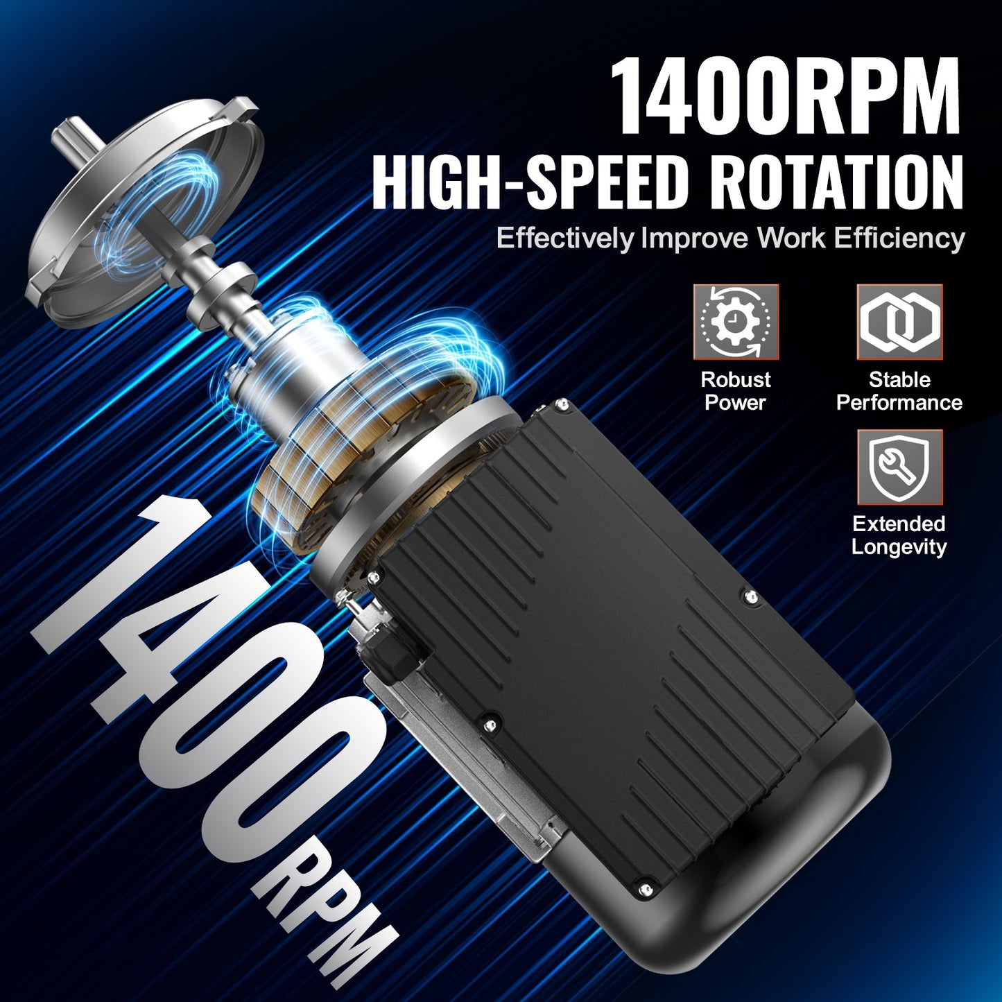 0,75KW Elmotor 1400 RPM AC 220~240V 5,45A 1-fas 19 mm kilaxel