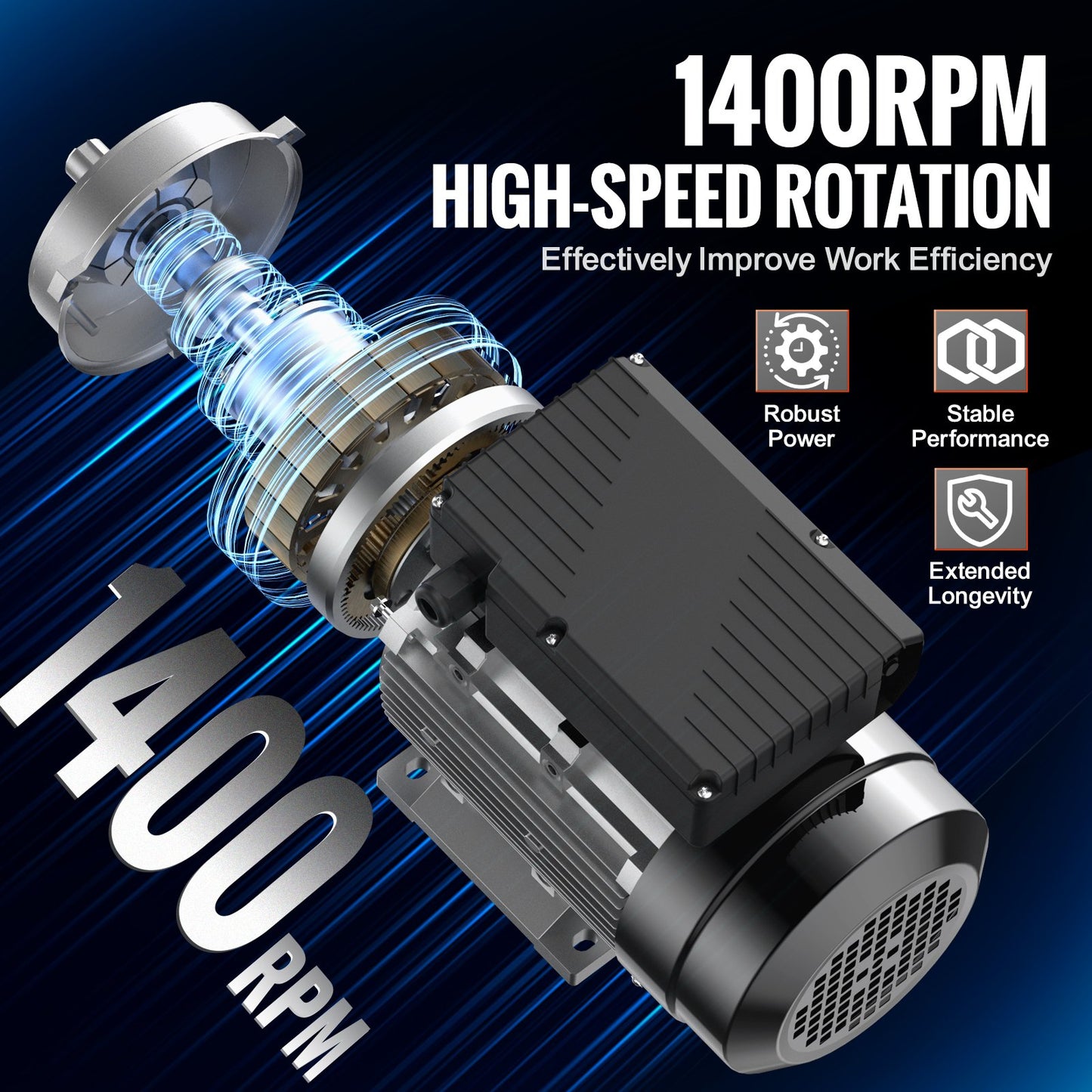0,55KW elmotor 1400RPM AC 220~240V 4,5A 1-fas 19mm kilaxel