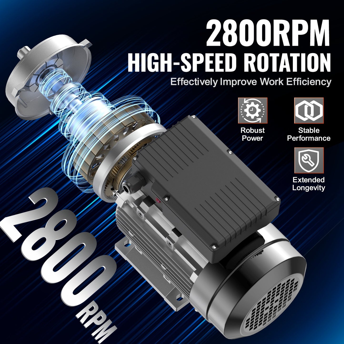 1,1KW elmotor 2800 varv/min AC 220~240V 7,1A 1-fas 24 mm kilaxel