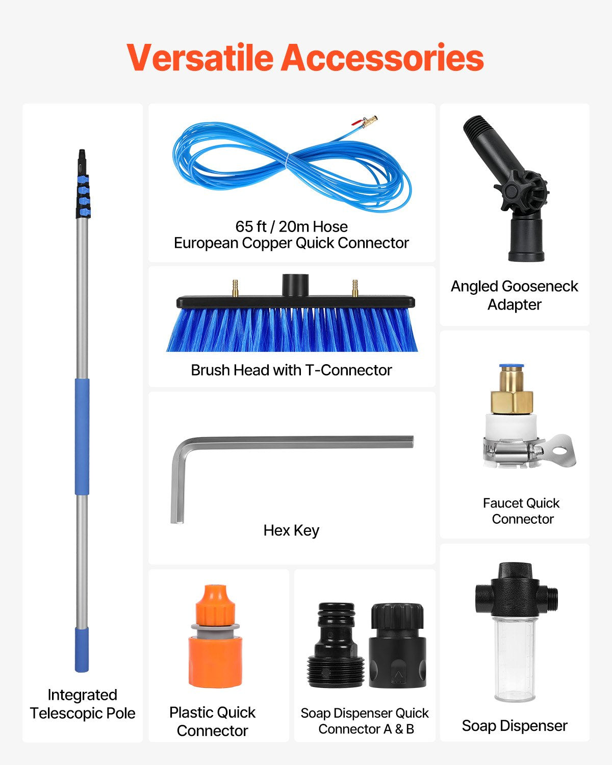 Water Fed Pole Kit 7,3 m solpanelsrengöringsstolpe med förlängbart handtag