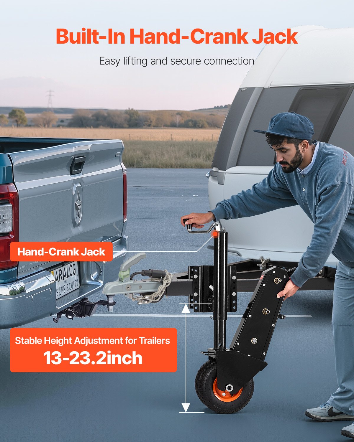 Trailer Dolly 500lbs Tunga Vikt Kapacitet 13 till 23,2 tum Justerbar höjd