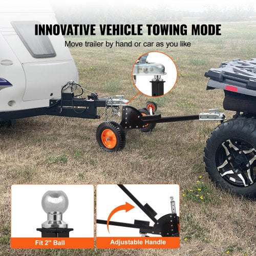 Justerbar Trailer Dolly, 1500lbs tungviktskapacitet, 2 i 1 Trailer Mover med 23,6''-35,4'' justerbar höjd & 2'' kula, 16'' pneumatiska däck och universalhjul, för RV-släp för rörlig bil | EU
