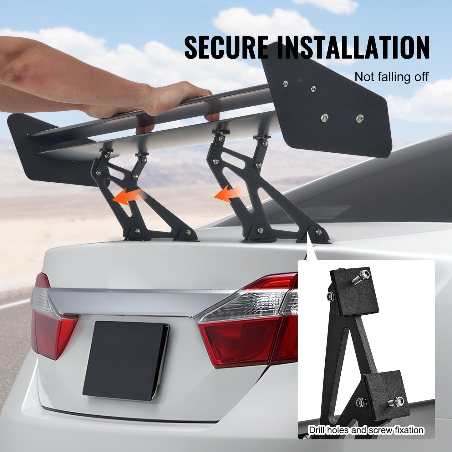 Universal Rear Spoiler GT Style Justerbar Trunk Wing Car Racing 53.1''