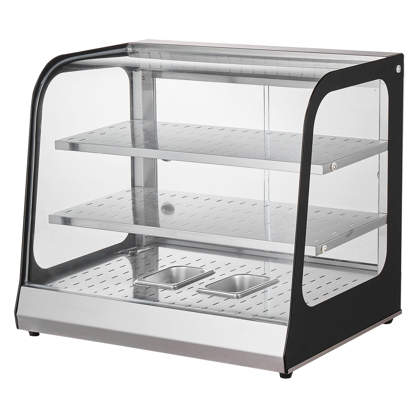 2-Tier Commercial Food Warmer Display Countertop Pizza Cabinet with Tongs