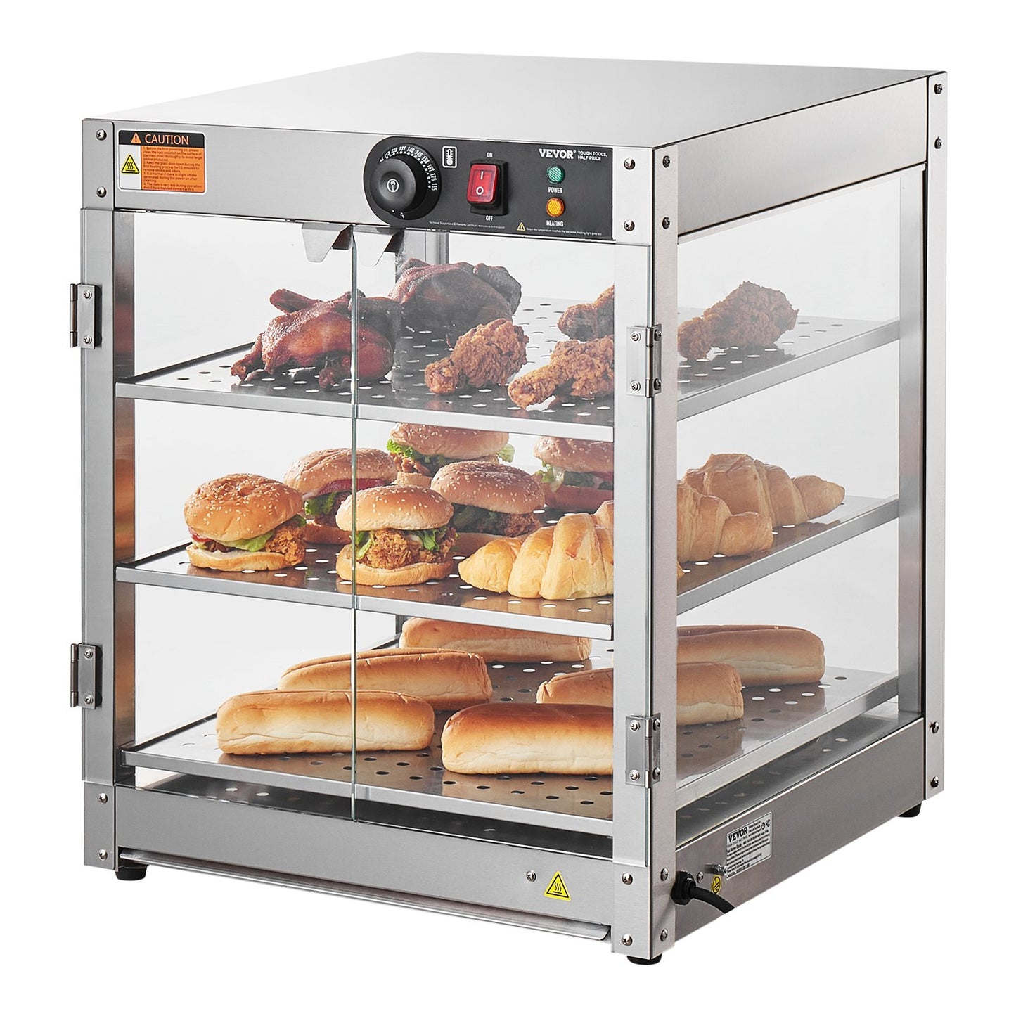 3-stufiger kommerzieller Speisenwärmer-Display-Arbeitsplatten-Pizzaschrank mit Beleuchtung