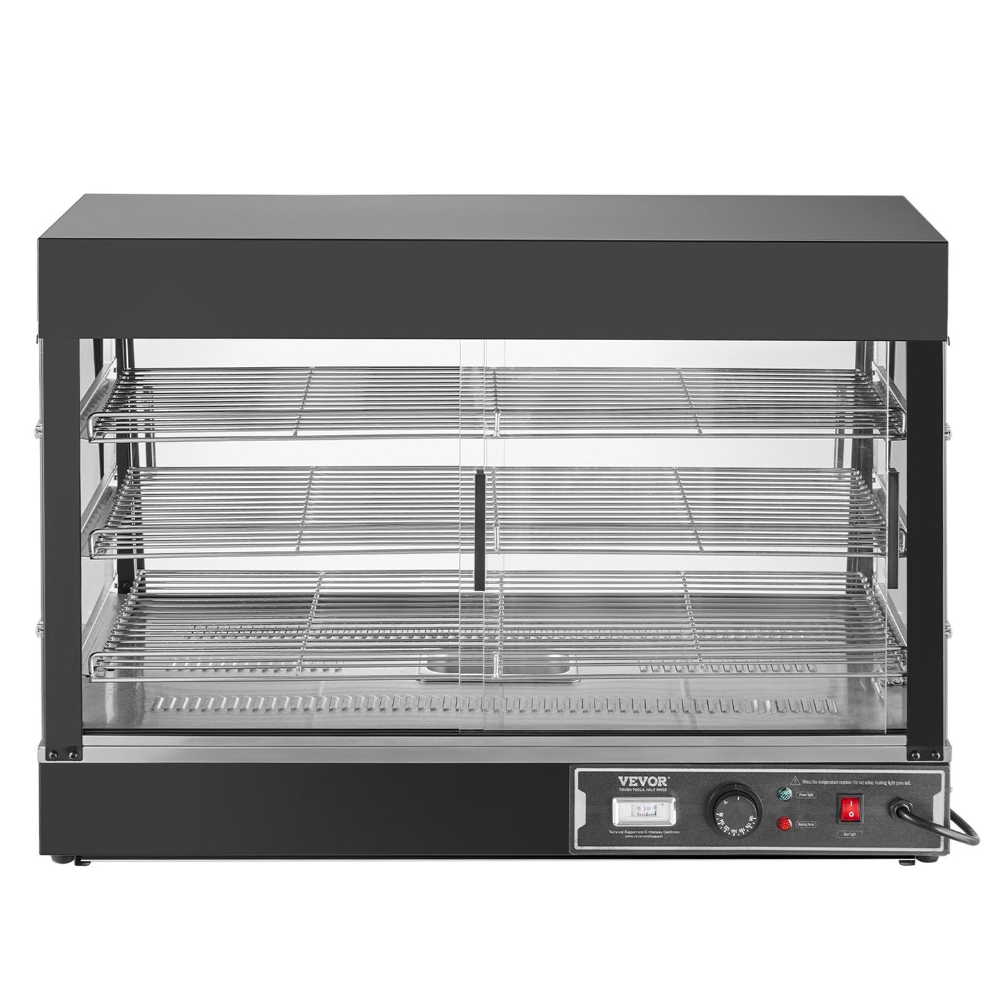 3-vånings kommersiell matvärmare Display Bänkskiva Pizzaskåp med ljus