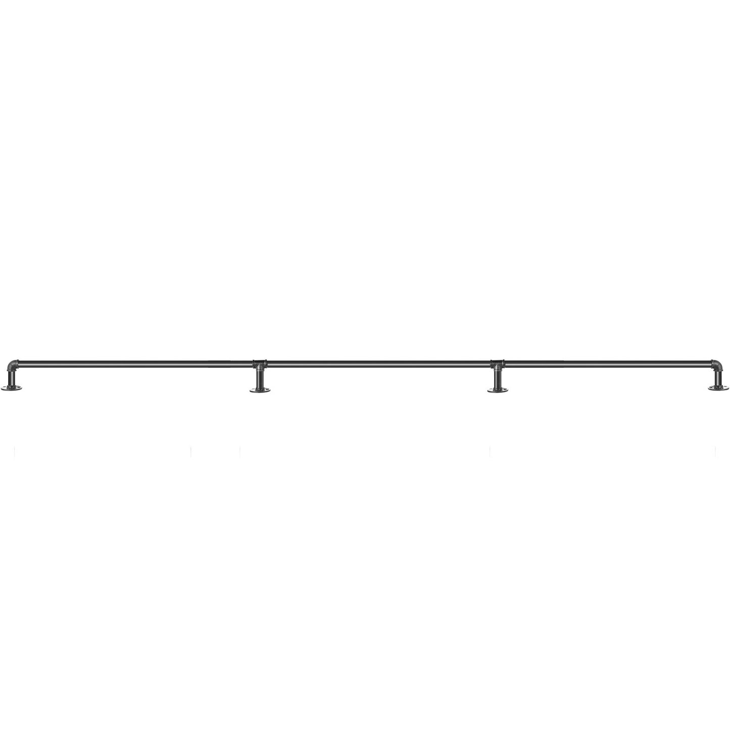 Pipe Stair Handrail, 9FT Stair Handrail, 440LBS Load Capacity Carbon Steel Pipe Handrail, Industrial Pipe Handrail with Wall Mount Support, Round Corner Wall Handrails for Indoor, Outdoor