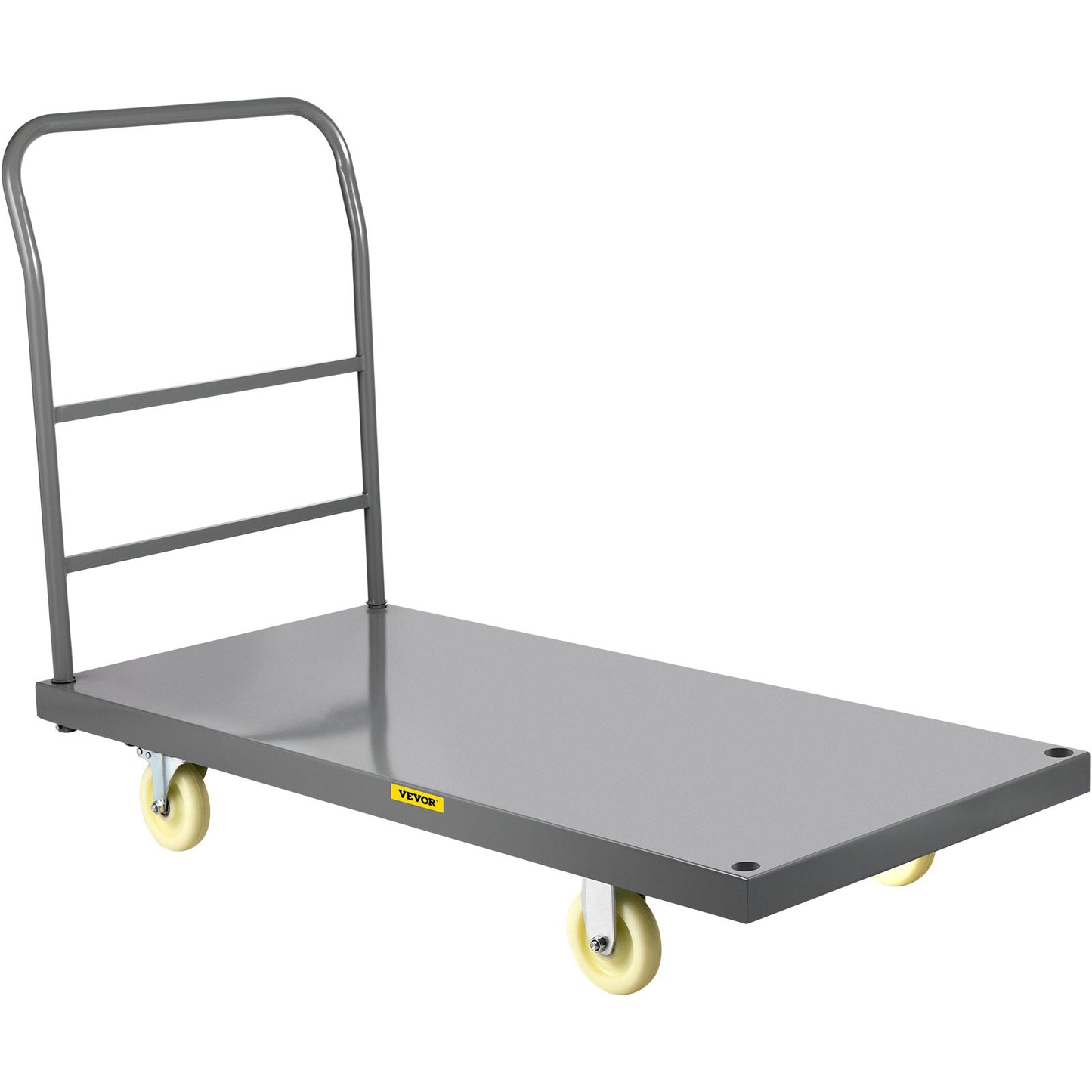 Plattformwagen, 2000 lbs Tragkraft, Stahl-Pritschenwagen, 47" Länge x 24" Breite x 32" Höhe, Flachwagen, Handwagen mit 5" Nylonrädern, Hochleistungs-Mehrzweck-Schiebekarren zum Transport von Gepäck