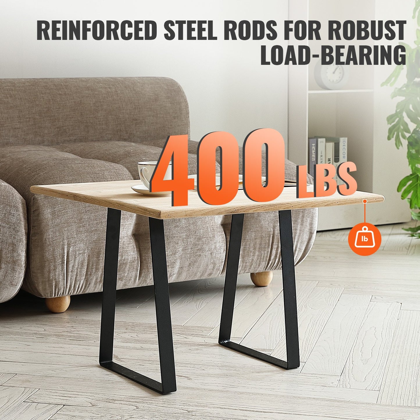406.4MM Trapetsbordsben i stål, Ersättningsmöbelben Set om 2 för gör-det-själv-soffbord, moderna skrivbord, bänk, nattbord, soffa, maxbelastning 181,4 kg tunga, snabbinstallationsben svart