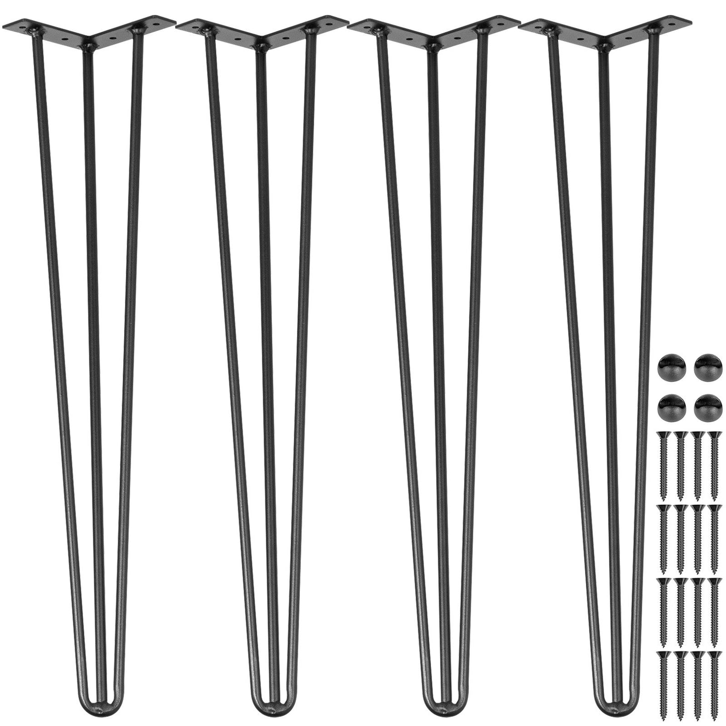 Haarnadel-Tischbeine, 61 cm, schwarz, 4er-Set, Schreibtischbeine, je 100 kg Tragkraft, Haarnadel-Tischbeine, 3 Stangen für Bank, Schreibtisch, Tisch, Esstisch, Stühle, Kohlenstoffstahl, DIY-Tischbeine, Hochleistungsmöbel