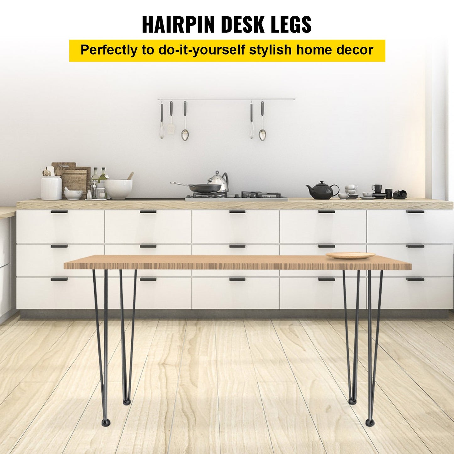 Hairpin Table Legs 36" Black Set of 4 Desk Legs 880lbs Load Capacity (Each 220lbs) Hairpin Table Legs 3 Rods for Bench Desk Table Chairs for Dining Room Table Carbon Steel DIY Heavy Duty Furniture Legs