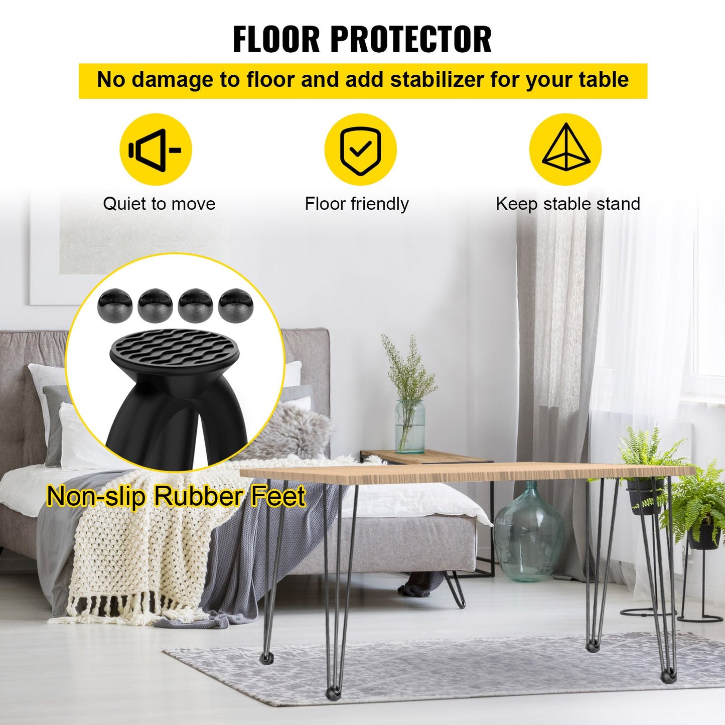 Hairpin Table Legs 36" Black Set of 4 Desk Legs 880lbs Load Capacity (Each 220lbs) Hairpin Table Legs 3 Rods for Bench Desk Table Chairs for Dining Room Table Carbon Steel DIY Heavy Duty Furniture Legs