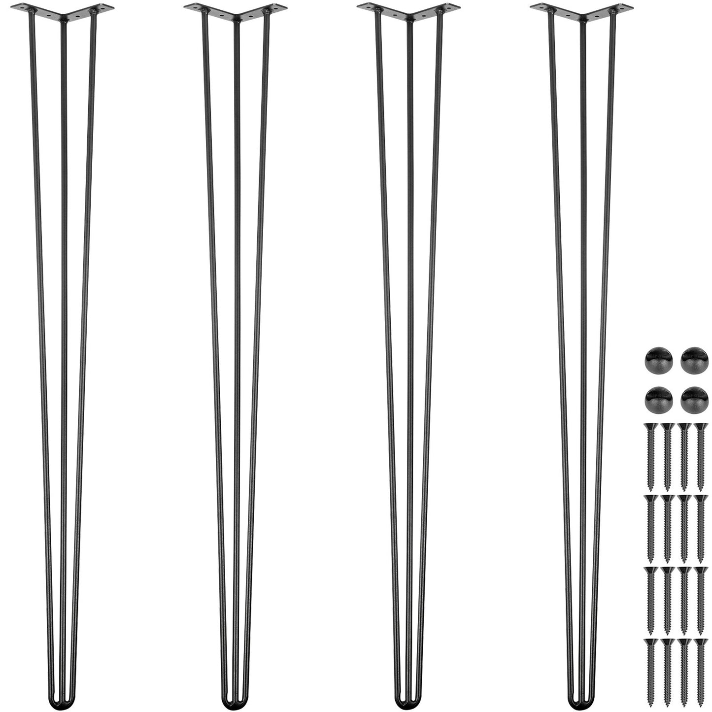 Hairpin Table Legs 36" Black Set of 4 Desk Legs 880lbs Load Capacity (Each 220lbs) Hairpin Table Legs 3 Rods for Bench Desk Table Chairs for Dining Room Table Carbon Steel DIY Heavy Duty Furniture Legs