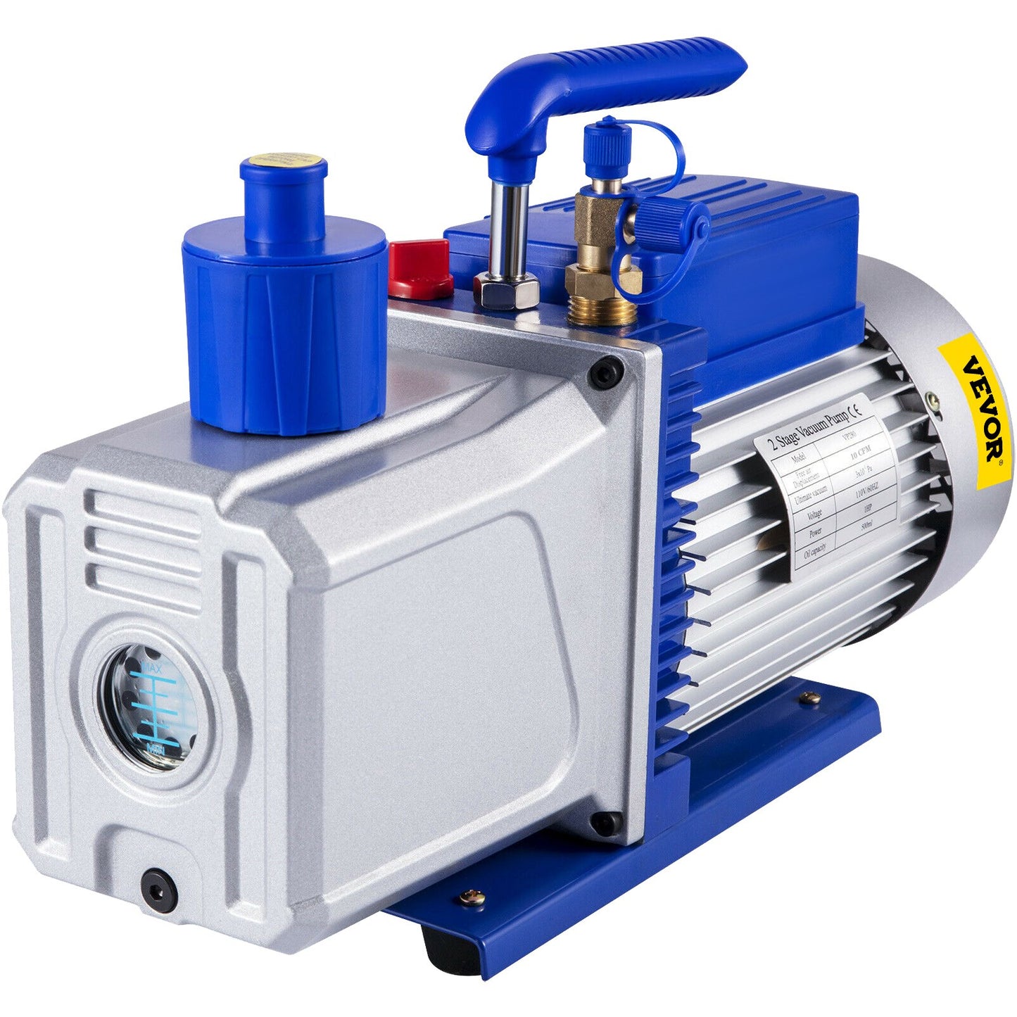10CFM 2-stegs vakuumpump, 1HP köldmedievakuumpump, luftkonditionering Dubbelstegs AC-konditionering för frysning av matförpackningar Bilreparation Vakuumevakuering(VP280)