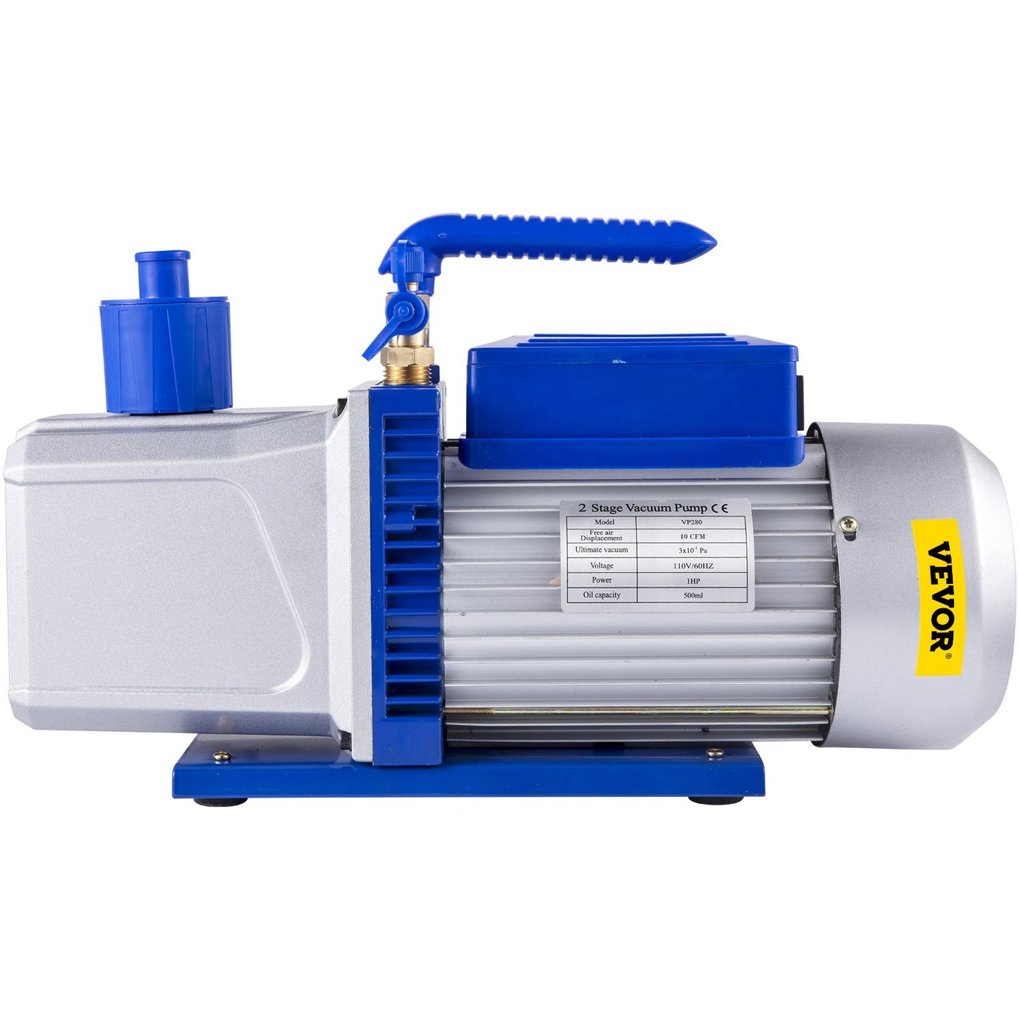 10CFM 2-stegs vakuumpump, 1HP köldmedievakuumpump, luftkonditionering Dubbelstegs AC-konditionering för frysning av matförpackningar Bilreparation Vakuumevakuering(VP280)
