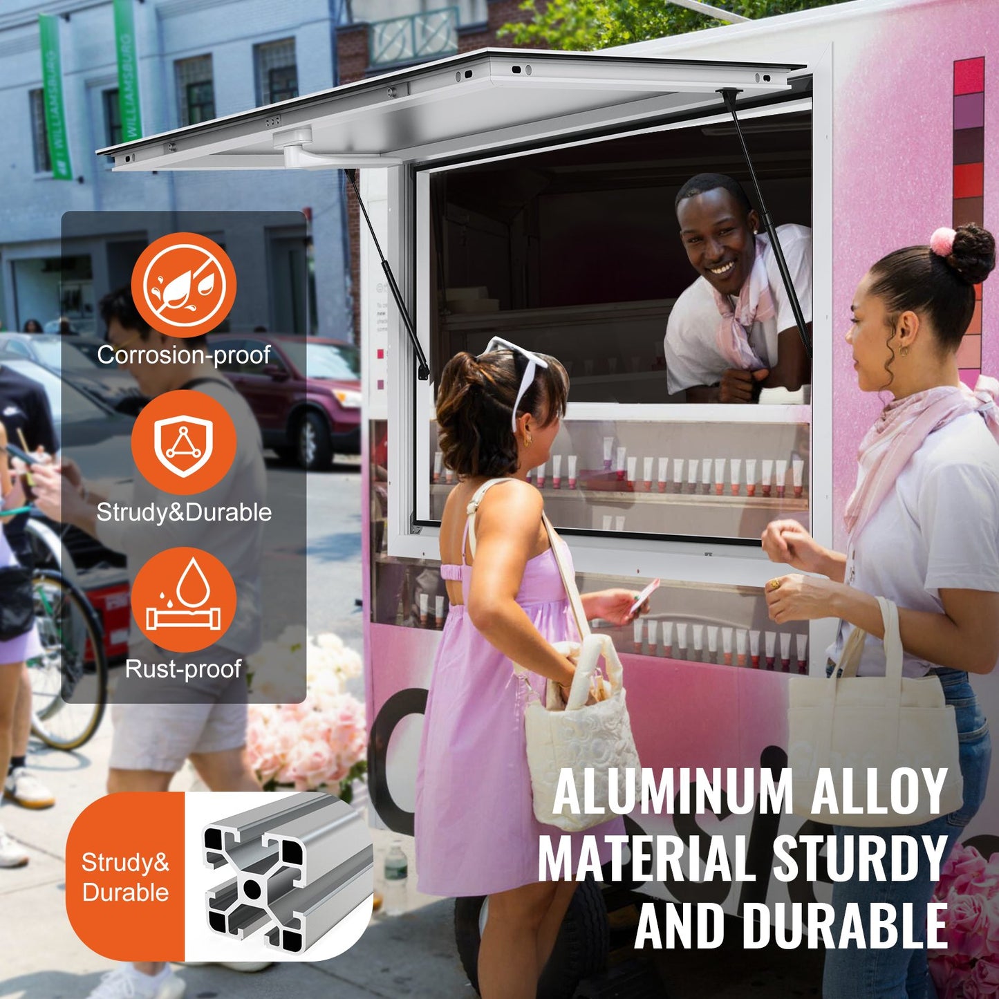 48"L x 36"W Koncessionsställ Servering Fönster Food Truck Service Markis