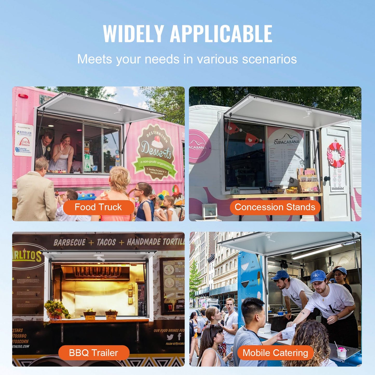 48"L x 36"W Koncessionsställ Servering Fönster Food Truck Service Markis