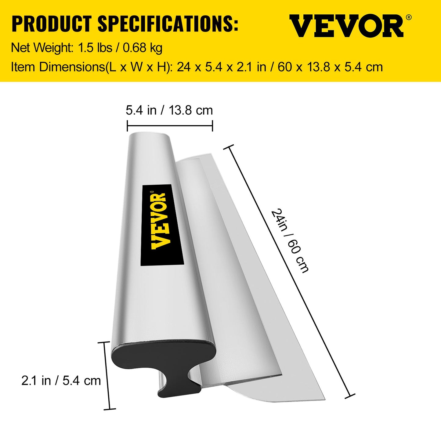 Drywall Skimming Blade, 24-tums utjämnande knock-down kniv, rostfritt stål spackel efterbehandlingsverktyg, slagkraftiga ändlock för Sheetrock Gips Gyprock Wall-board gipsskivor