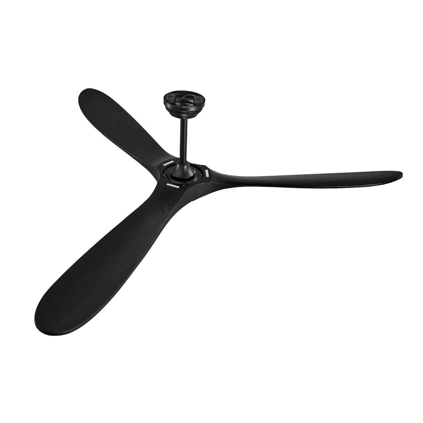 72" Wooden Blade Ceiling Fan No Light Remote Control Reversible Motor Black