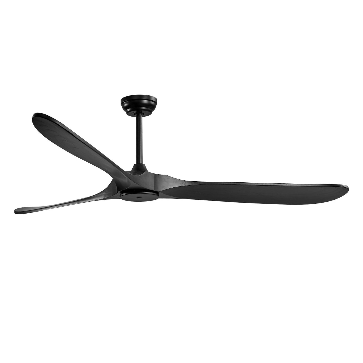 72" Wooden Blade Ceiling Fan No Light Remote Control Reversible Motor Black