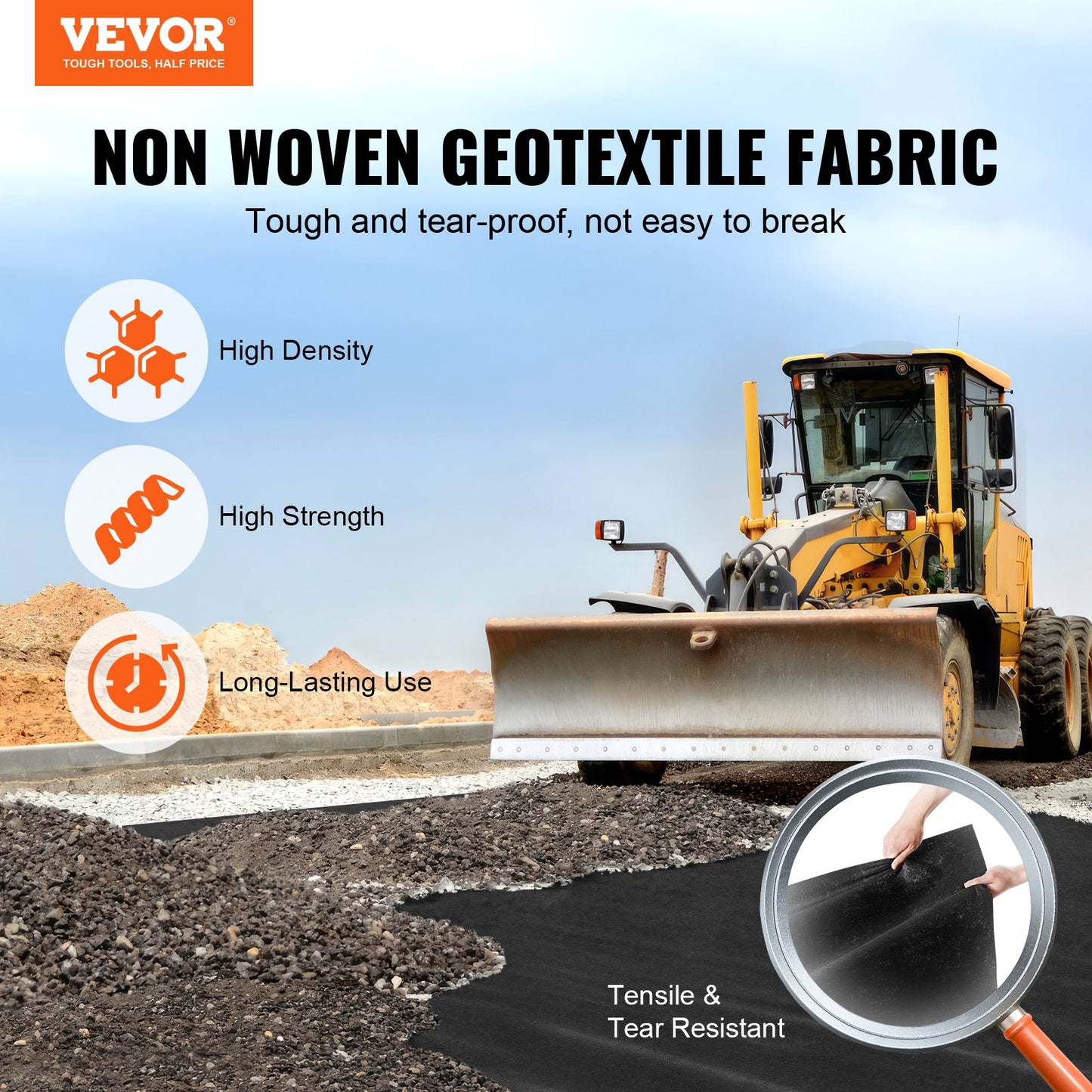 Driveway Fabric, 3.28x164FT Nonwoven Geotextile Fabric for Landscaping, Heavy Duty Garden Weed Barrier Fabric, 4.43OZ Landscape Fabric, French Drains Drainage Fabric, Ground Cover Weed Control
