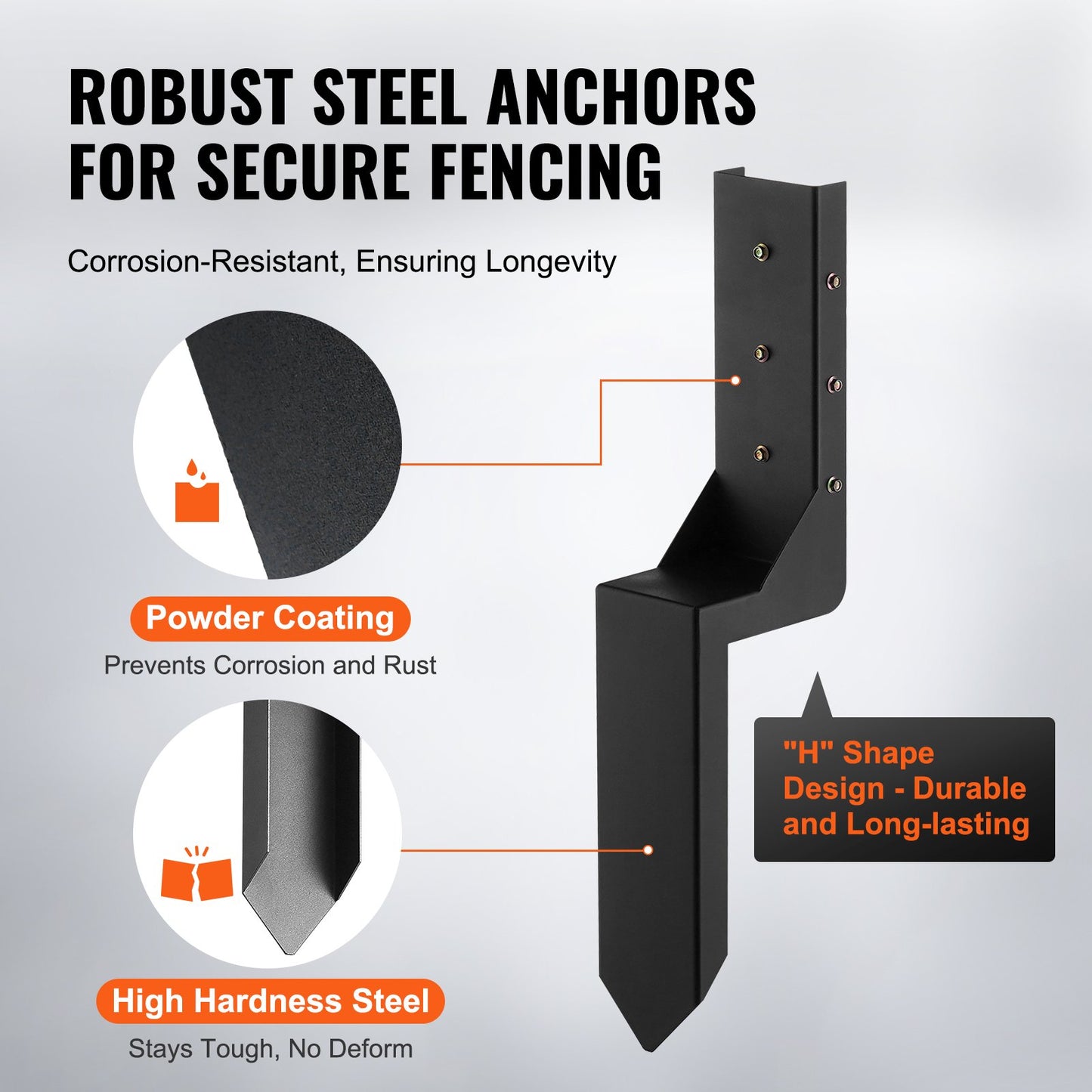 Fence Post Ankare Reparationssats, 6 Pack Innerdiameter 3,5 x3,5 Inches Heavy Duty Stängsel Stolpe Stödstakar, Ankare Ground Spike för reparation Tiltad, Trasig Trä Stängselstolpe, Enveloping