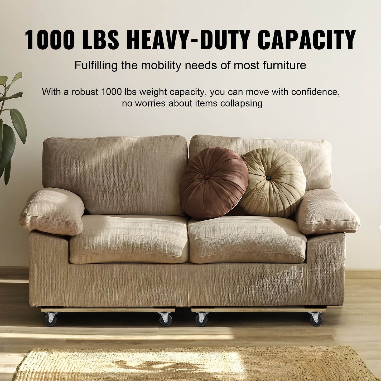 Furniture Dolly, 1000 lbs varje lastkapacitet, 2 paket, 18" x 30", 8 x 3" PP svängbara hjul, kraftiga hårdträmöbler Moving Dolly, Mover's Dolly, flyttvagn med hjul för tunga möbler