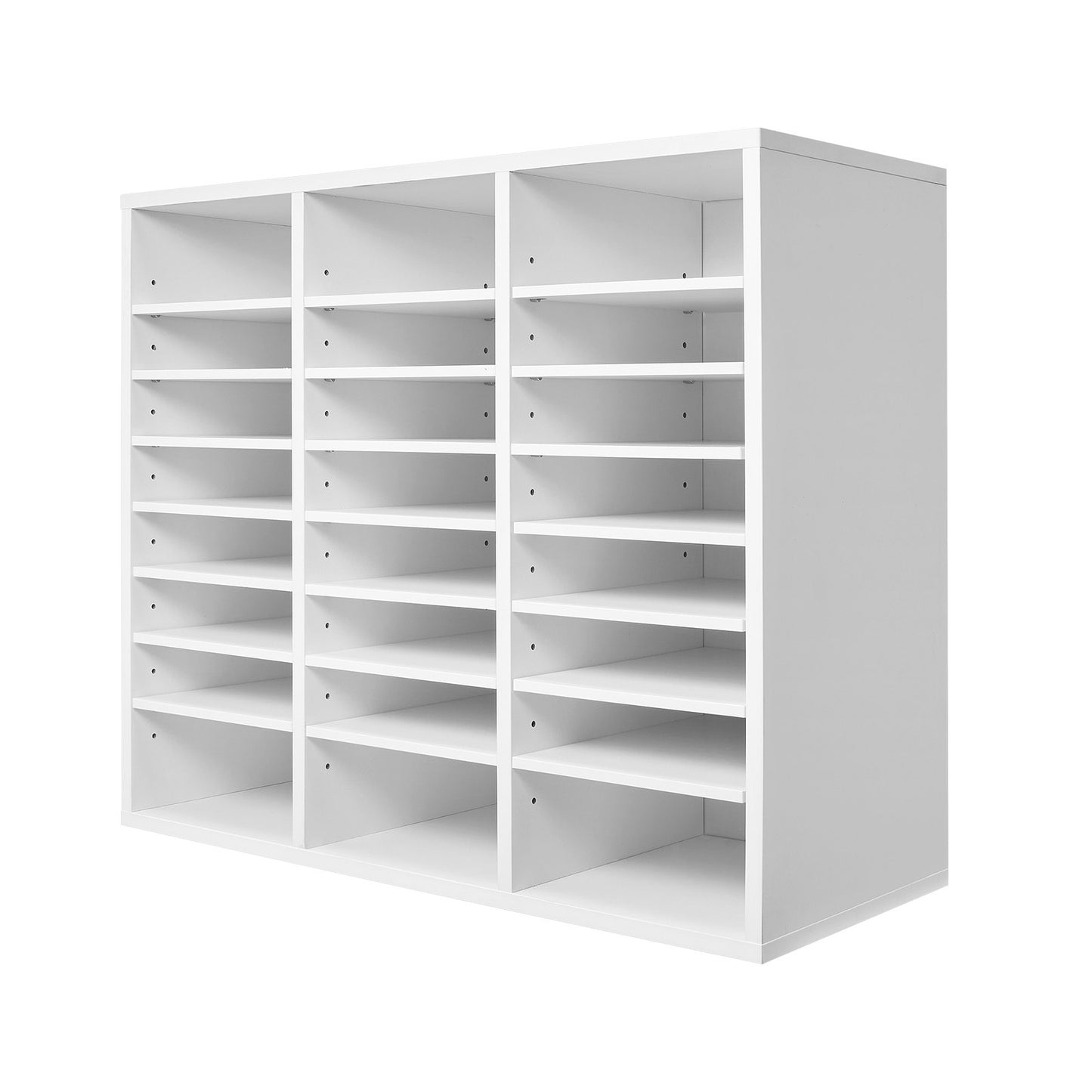 Trälitteraturorganisatör 24 fack med justerbara hyllor Vit