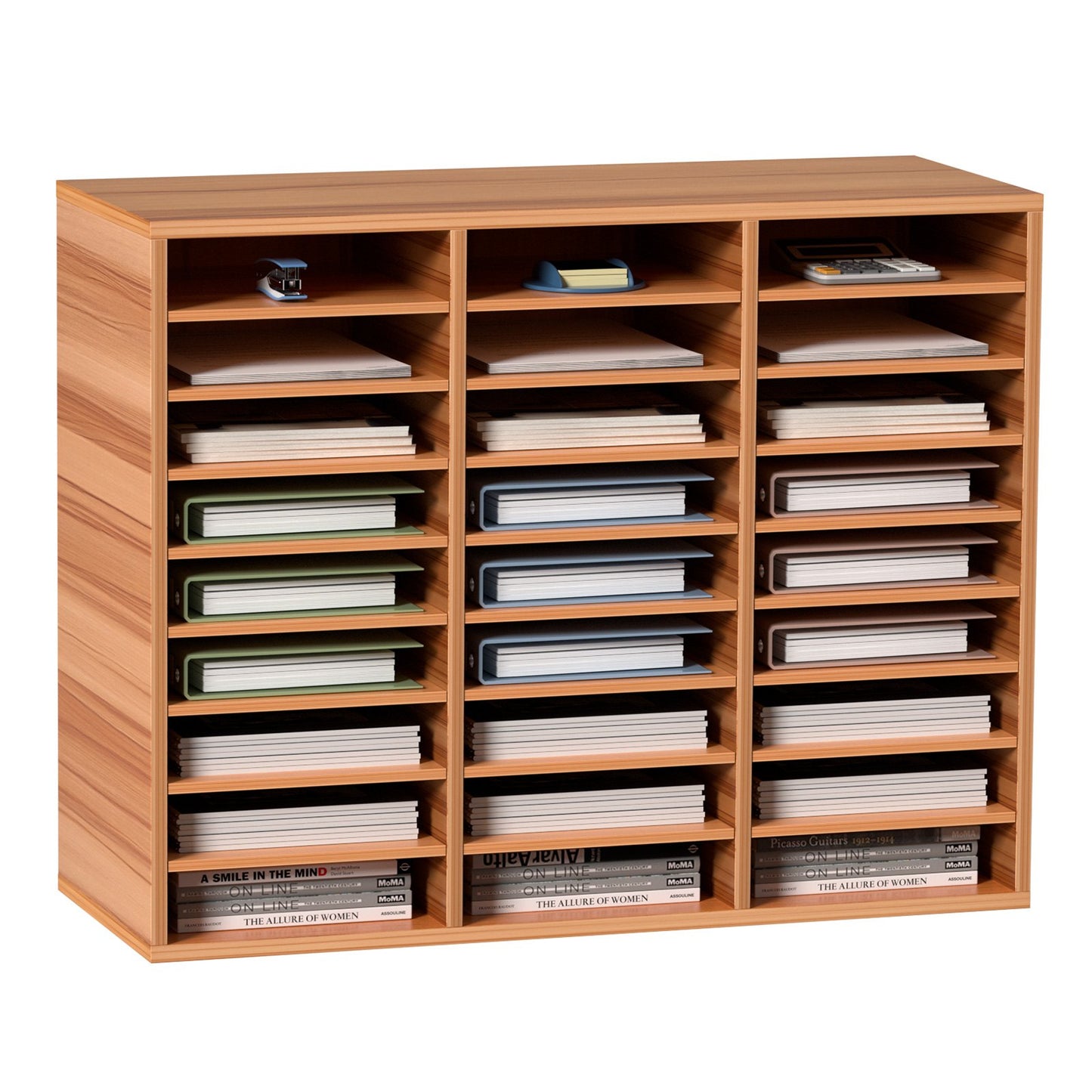Wood Litteratur Organizer Filsorterare Pappersförvaringshållare 27 fack Vit