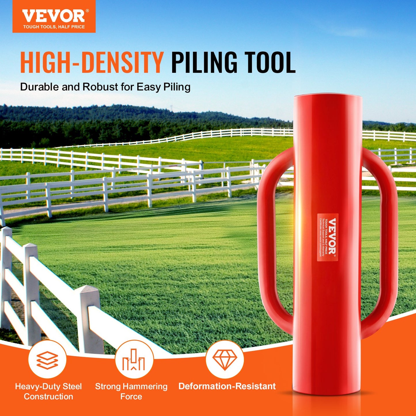Fence post driver with handle 2.7 in inner diameter T post pounder