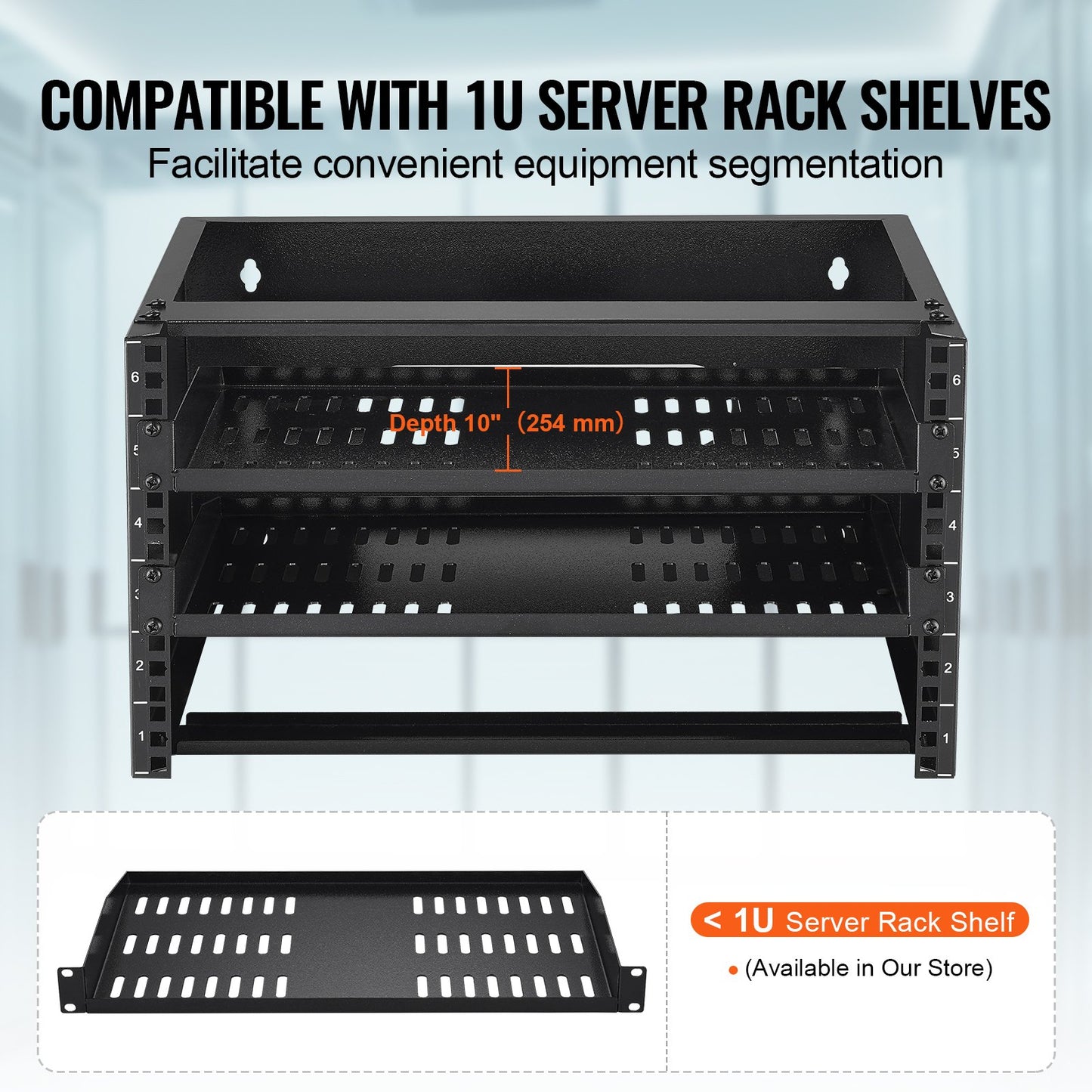 6U-Netzwerk-Rack zur Wandmontage, 14 Zoll/355,6 mm tiefes Server-Rack, 50 lbs/22,68 kg