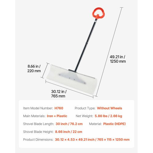 Plastic snow thrower 76 cm heavy duty winter snow plow for driveway | EU