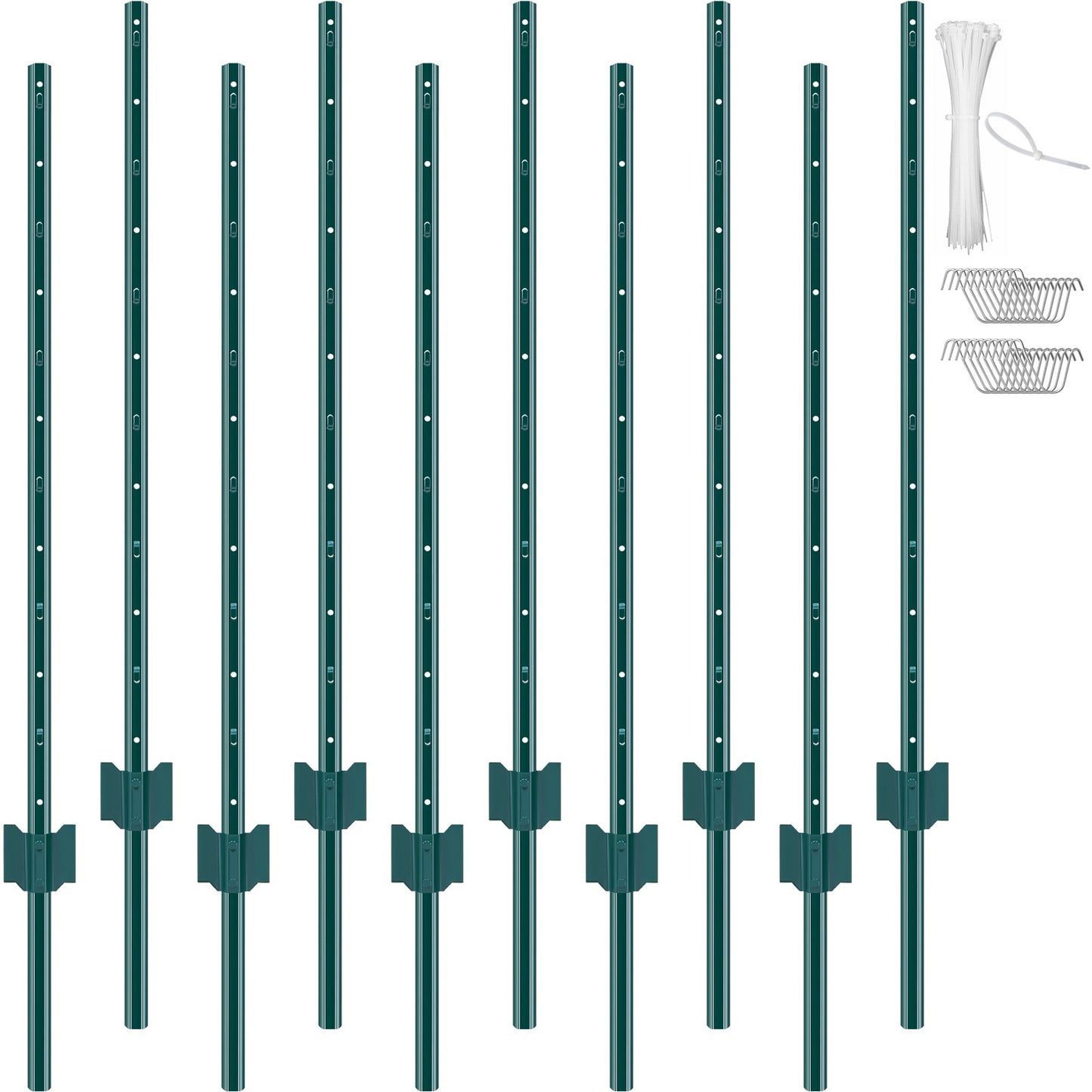 4 fot staketstolpe 10-pack T-stolpe Heavy Duty metall staketstolpar grön