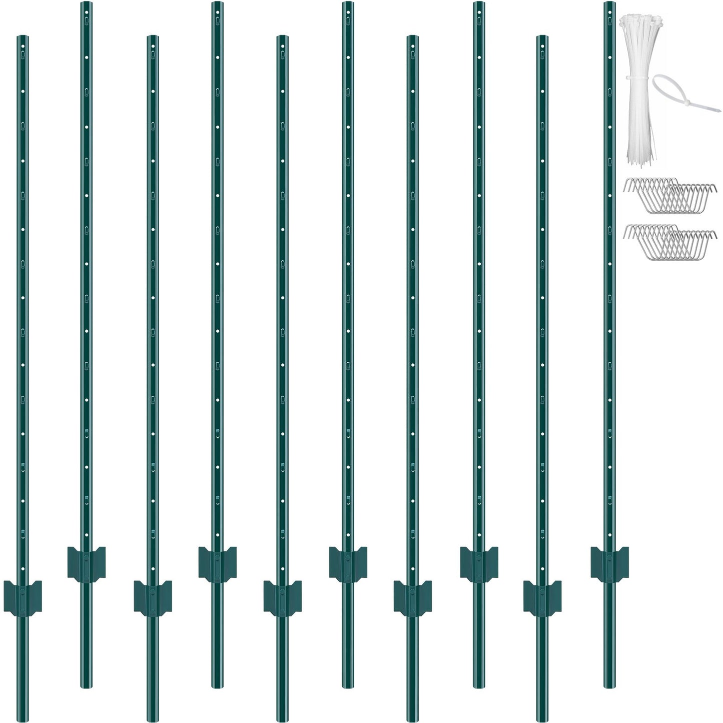 5 fot staketstolpe 10-pack T-stolpe Heavy Duty metall staketstolpar grön
