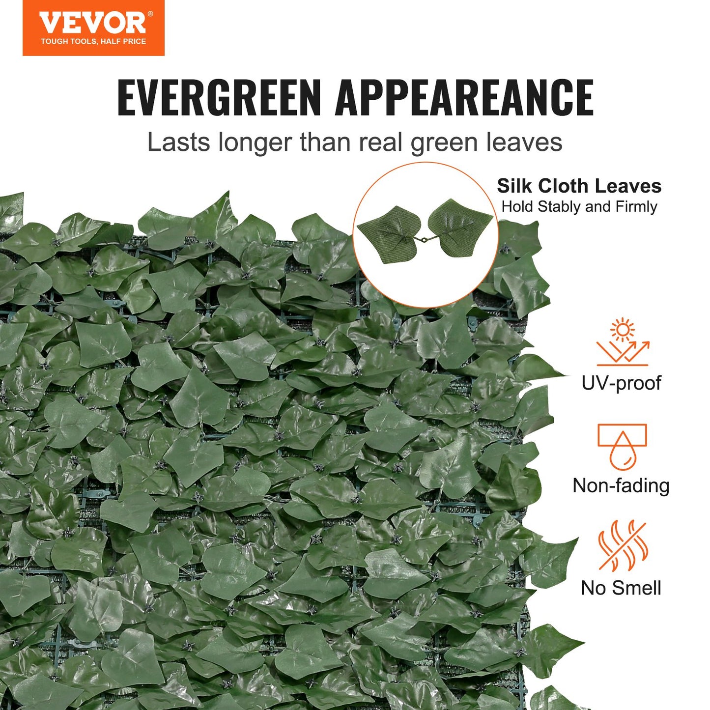 Ivy Privacy Fence, 1 x 5 m Artificial Green Wall Screen, Green Ivy Fence with Mesh Fabric and Reinforced Joint, Fake Hedges Vine Leaf Decoration for Outdoor Garden, Yard, Balcony