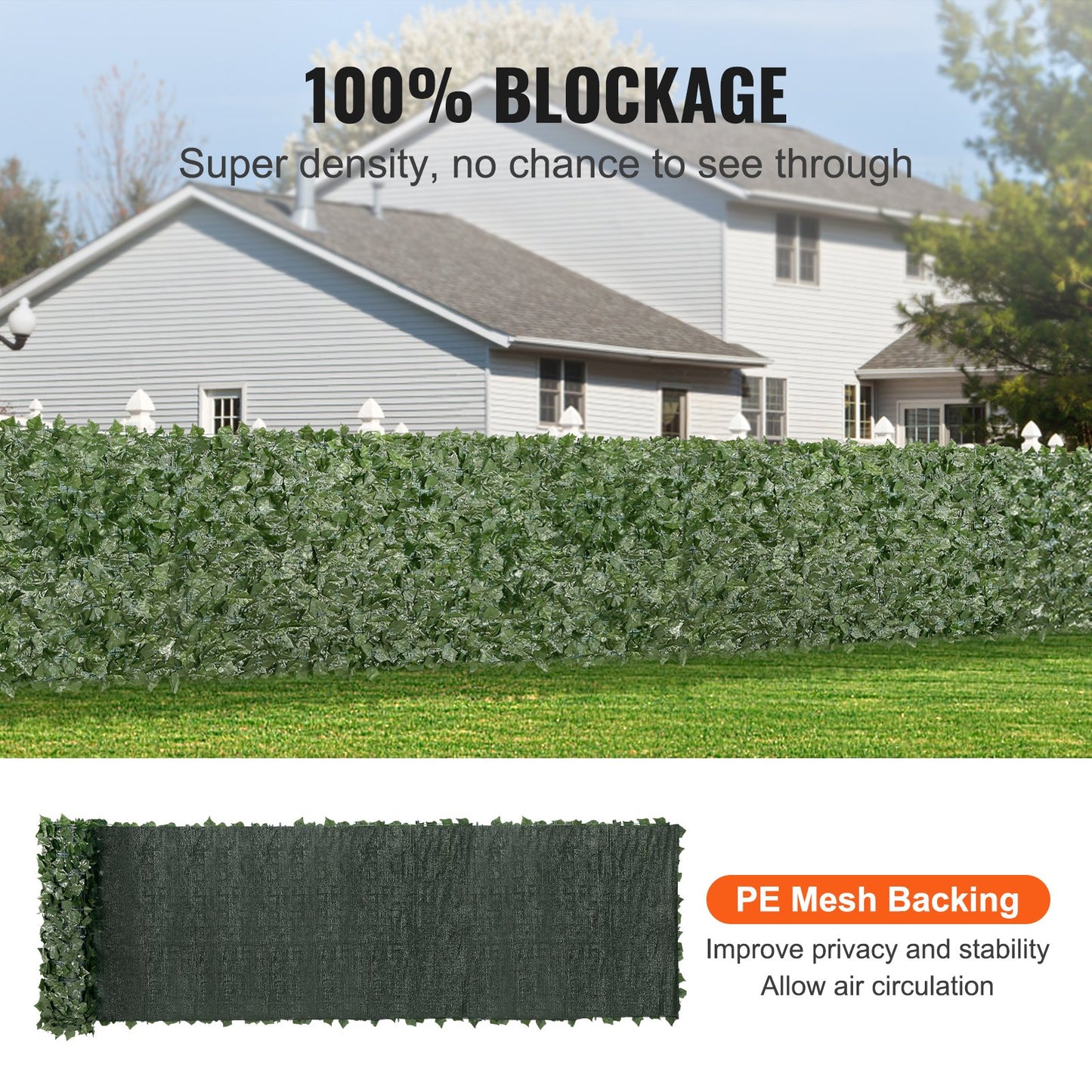 Ivy Privacy Fence, 1 x 5 m Artificial Green Wall Screen, Green Ivy Fence with Mesh Fabric and Reinforced Joint, Fake Hedges Vine Leaf Decoration for Outdoor Garden, Yard, Balcony