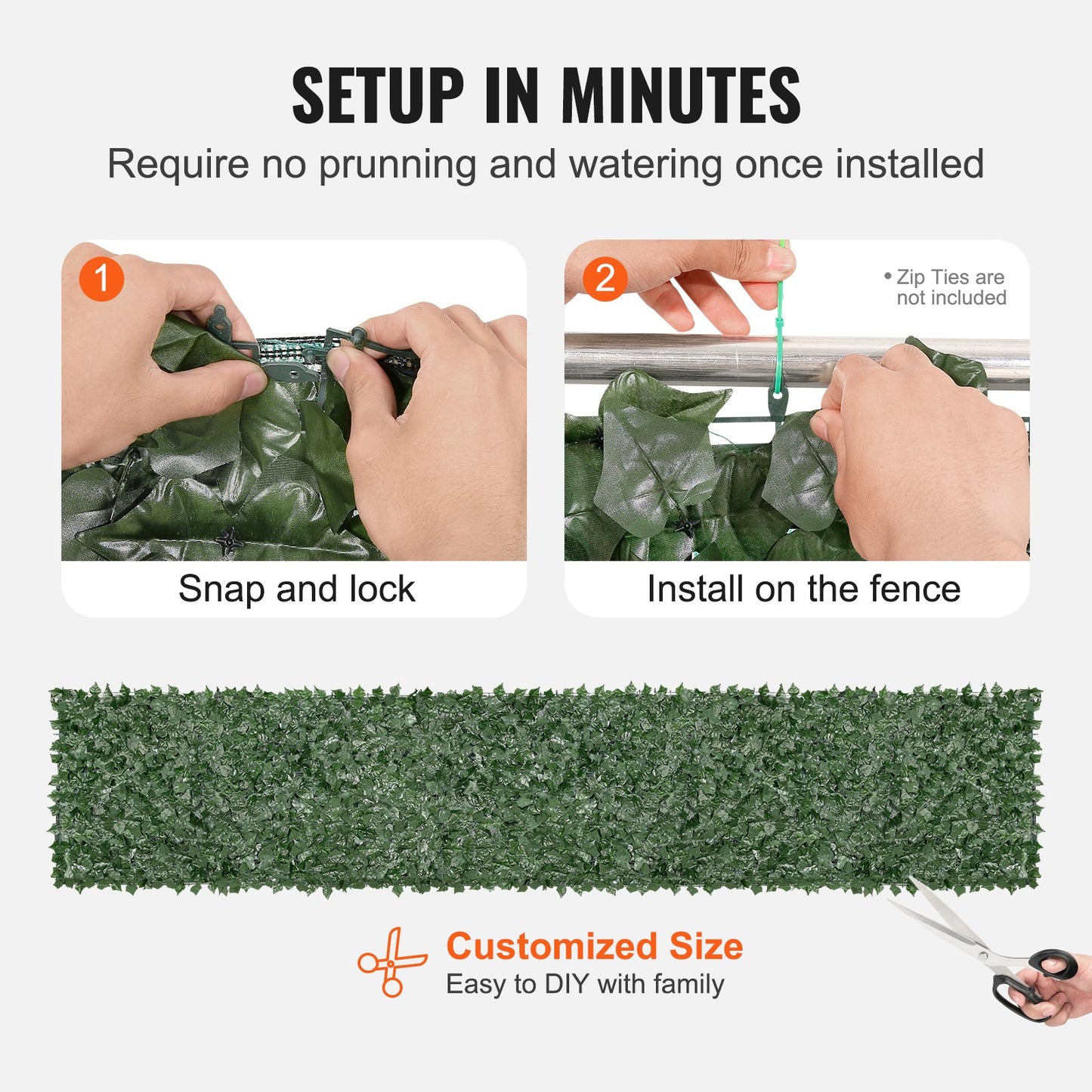 Ivy Privacy Fence, 1 x 5 m Artificial Green Wall Screen, Green Ivy Fence with Mesh Fabric and Reinforced Joint, Fake Hedges Vine Leaf Decoration for Outdoor Garden, Yard, Balcony