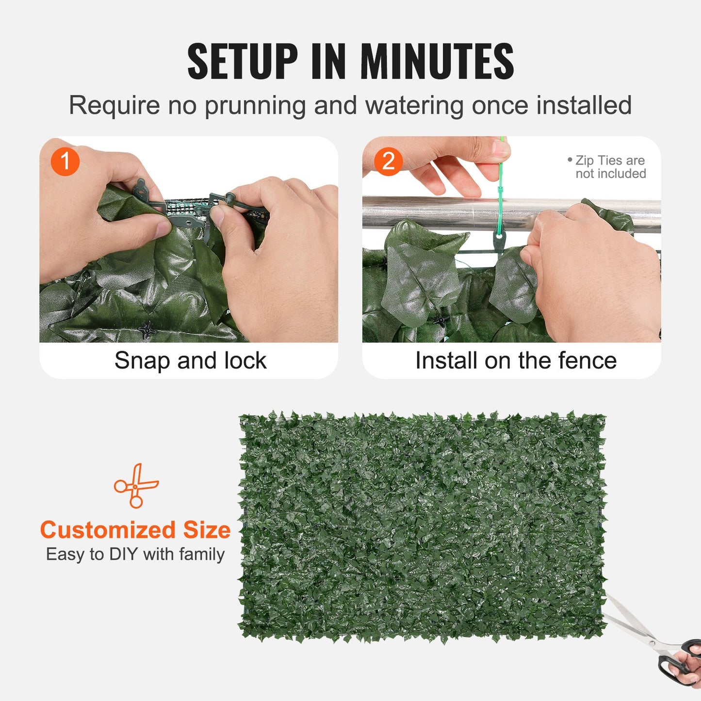 Ivy Privacy Fence, 1.5 x 2.5 m Artificial Green Wall Screen, Green Ivy Fence with Mesh Fabric and Reinforced Joint, Fake Hedges Vine Leaf Decoration for Outdoor Garden, Yard, Balcony