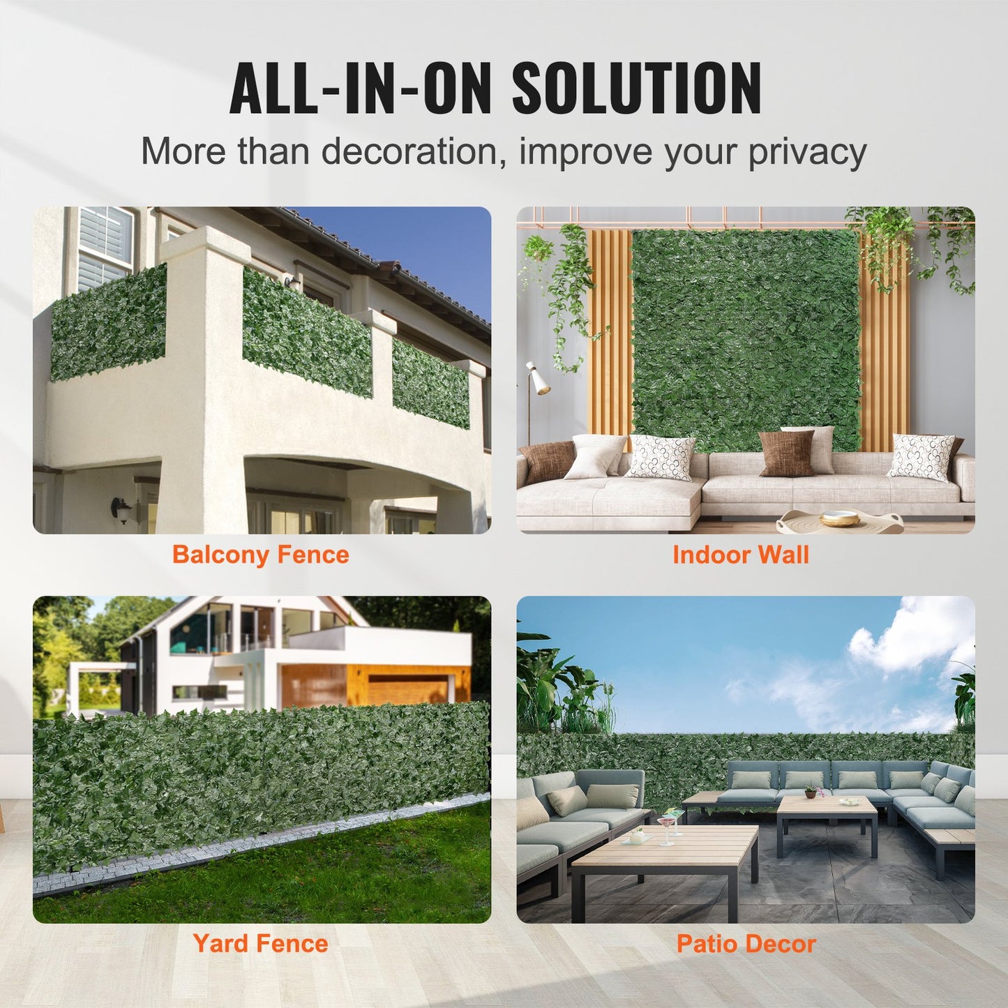 Ivy Privacy-staket, 1,5 x 3 m konstgjord grön väggskärm, grönt Ivy-staket med nättyg och förstärkt fog, falska häckar Vinbladsdekoration för utomhusträdgård, gård, balkong