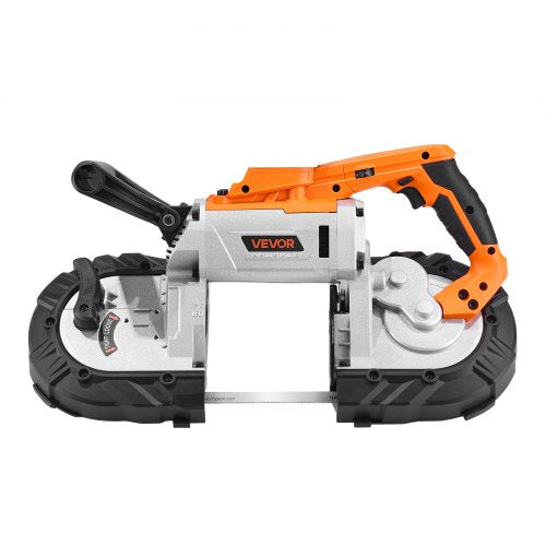 20V Bärbar Sladdlös Bandsåg 13 cm Skärdjup 0-120 m/min Variabel hastighet Borstlös Motor, Med LED-ljus, För Sågning Av Stål, Aluminium, Kablar, Vinklingsjärn, PVC-rör (Bara Verktyg)