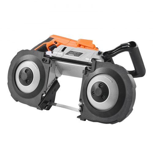 20V Bärbar Sladdlös Bandsåg 13 cm Skärdjup 0-120 m/min Variabel hastighet Borstlös Motor, Med LED-ljus, För Sågning Av Stål, Aluminium, Kablar, Vinklingsjärn, PVC-rör (Bara Verktyg)