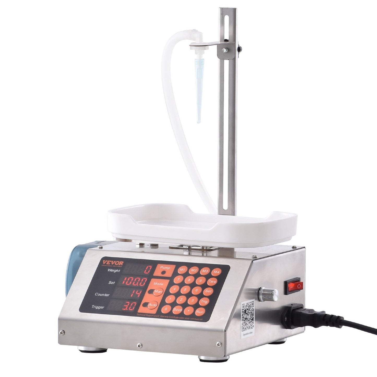 Vätskepåfyllningsmaskin, 5-300 g vägningskapacitet, automatisk flaskpåfyllningsmaskin, tappningsmaskin Peristaltisk pump Digital kontroll för mjölk, vatten, vin, dryck, sojasås (enkel munstycke)