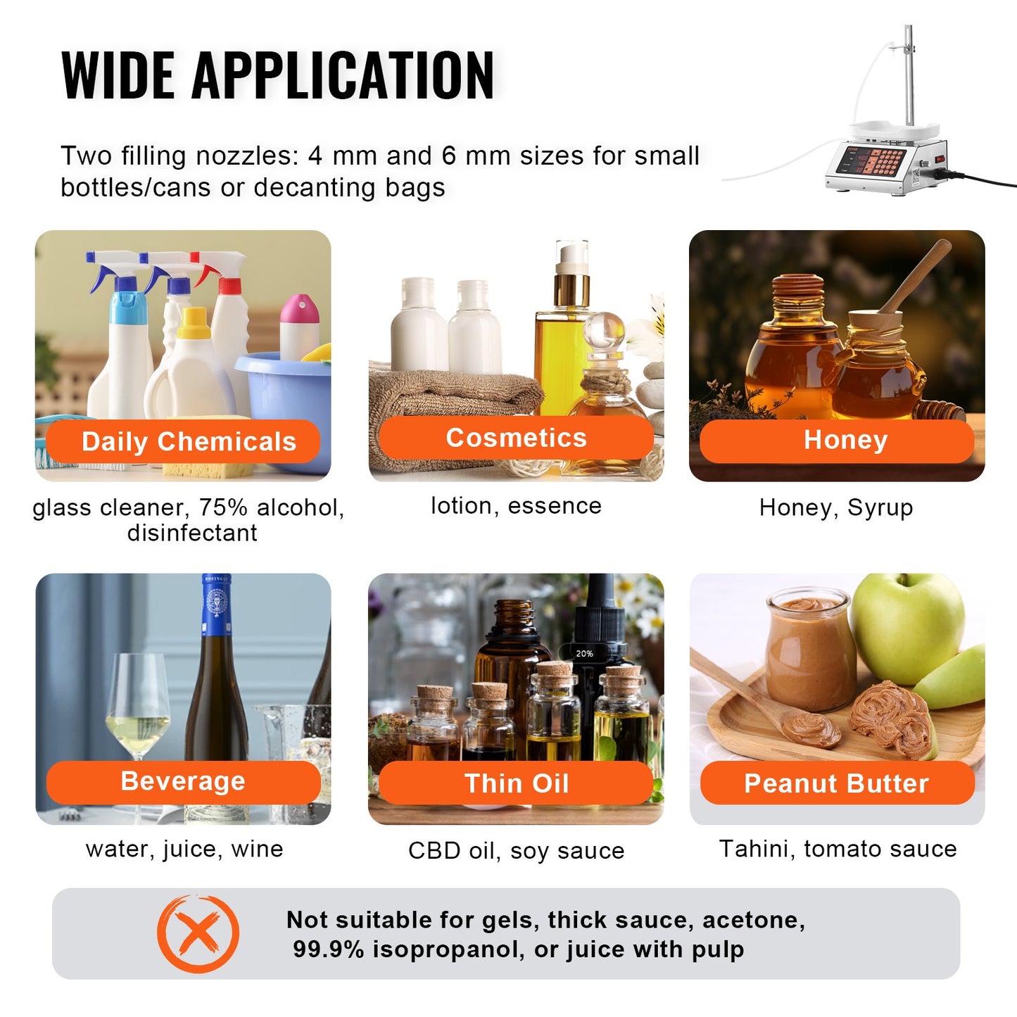 Liquid Filling Machine, 5-50g Weighing Capacity, Automatic Bottle Filling Machine, Bottling Machine Peristaltic Pump Digital Control for Milk, Water, Wine, Beverage, Soy Sauce (Single Nozzle)