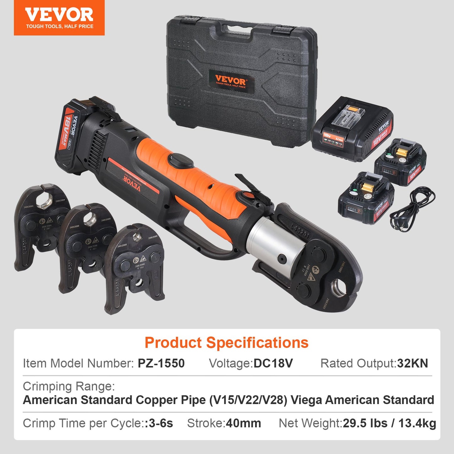 Pro Press Tool Pipe Crimping Kit Press Tool Battery Kit V15 V22 V28