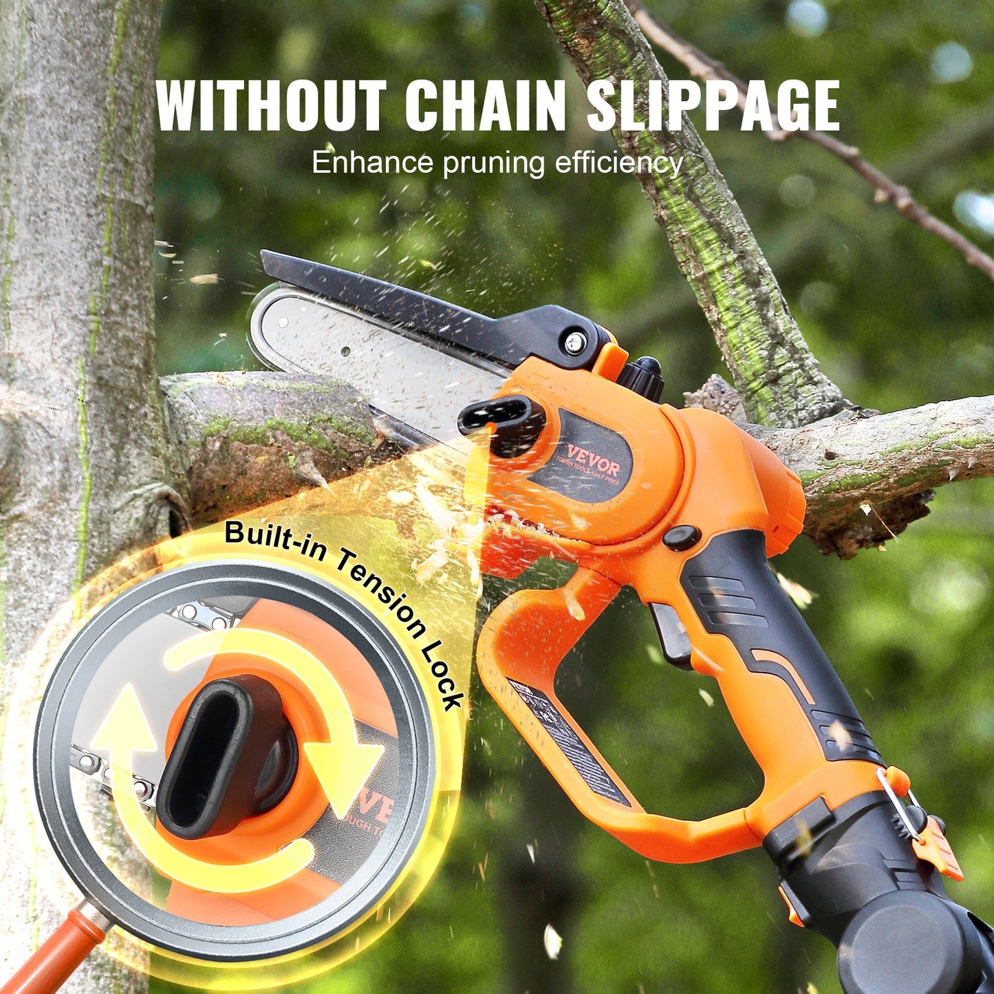 2-in-1 Cordless Pole Saw & Mini Chainsaw, 20V 2Ah Battery Pole Chainsaw, 5" Cutting Capacity 8 ft Reach Pole Saw for Branch Cutting and Tree Pruning (Battery and Blade Guard Included)