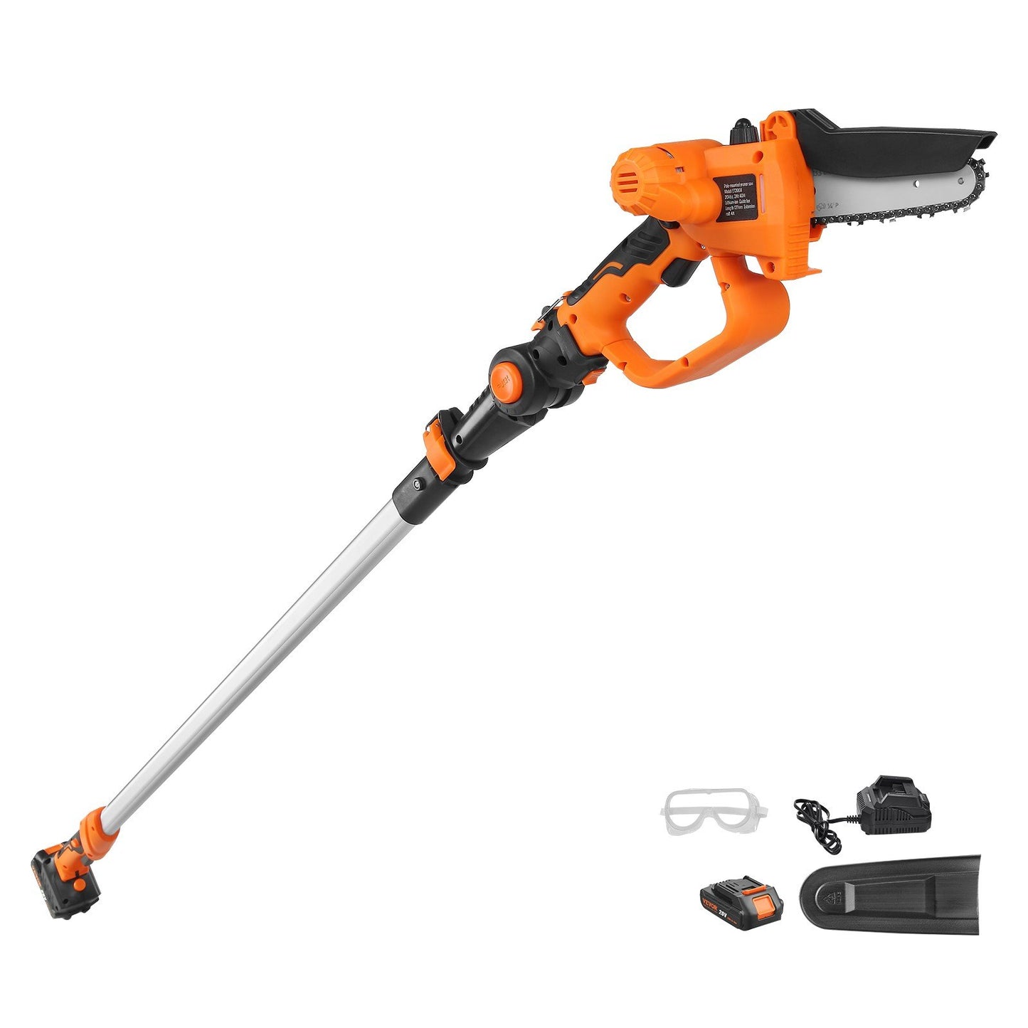 2-in-1 Cordless Pole Saw & Mini Chainsaw, 20V 2Ah Battery Pole Chainsaw, 5" Cutting Capacity 8 ft Reach Pole Saw for Branch Cutting and Tree Pruning (Battery and Blade Guard Included)
