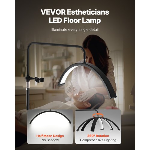 Half Moon Light för Esthetician 23 tum dimbar LED-golvlampa Lash Light Arched | EU